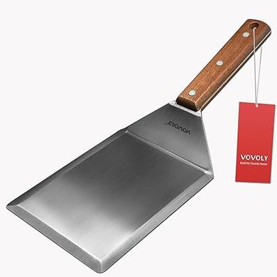 Extra-Wide Metal Spatula with Wooden Handle: Perfect for Grilling, Griddling, and Flippin