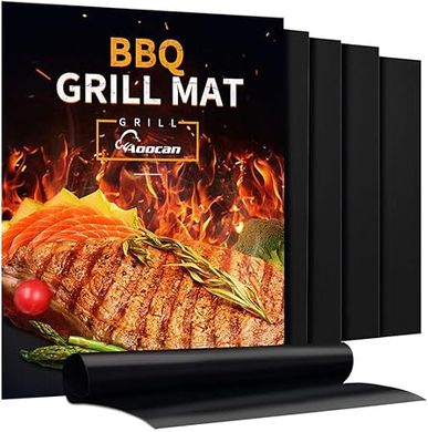 AOOCAN Heavy-Duty Grill Mats: 5 Reusable, Non-Stick Mats for Gas, Charcoal, & Electric Grills.
