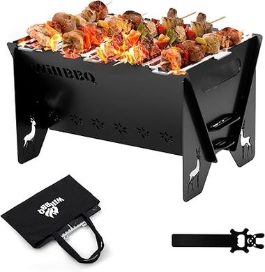 Portable Charcoal Grill: Folding, Skewer & Hibachi for Camping, Picnics & Parties 
