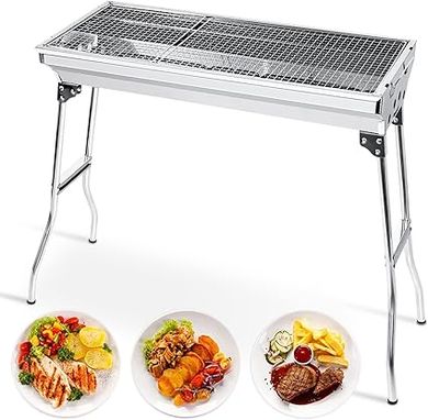 Uten Portable Charcoal Grill: Folding BBQ Grill & Smoker (Large)