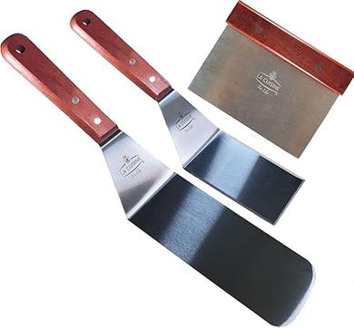 La Cuisine 3-Piece Stainless Steel Griddle Set:  Two Spatulas & Chopper/Scraper
