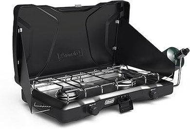 Coleman Triton 2-Burner Camping Stove: Powerful, portable grill/stove with wind guards.