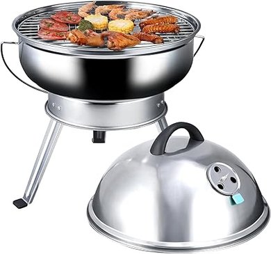 Portable 15" Stainless Steel Braai with Locking Lid