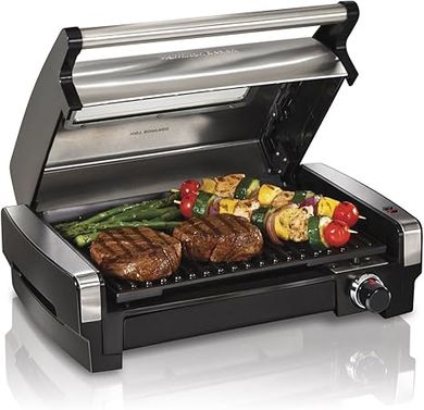 Hamilton Beach Electric Indoor Searing Grill: 450°F, 118 sq. in., Serves 6 
