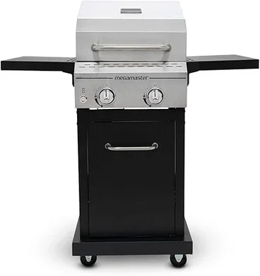 Megamaster 2-Burner Propane Grill: Portable, powerful (28000 BTU), ideal for camping & patios.