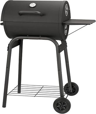 Large Barrel Charcoal Grill with Side Shelf - Perfect for Outdoor BBQs 
