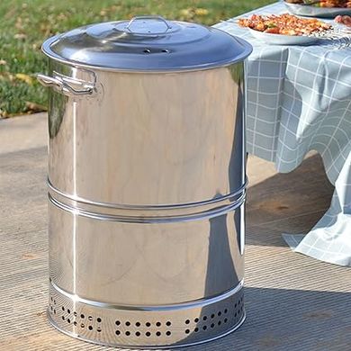 Portable Charcoal Grill: 360° Smokeless BBQ Barrel for Outdoor Cooking and Camping 
