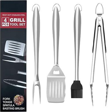 Four Seasons BBQ Tool Set: Spatula, Fork, Brush & Tongs
