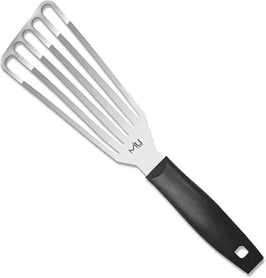MIU 6.5" Flexible Fish Spatula: Stainless Steel, Slotted, Lightweight, with Hole.