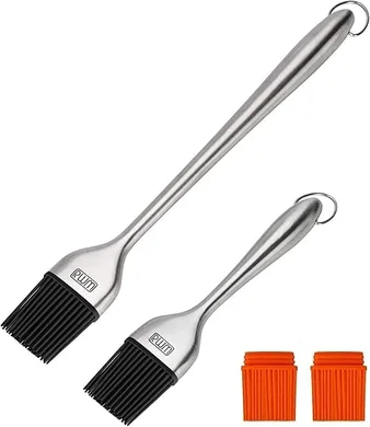 RWM Stainless Steel BBQ Basting Brush with Silicone Head (Orange)