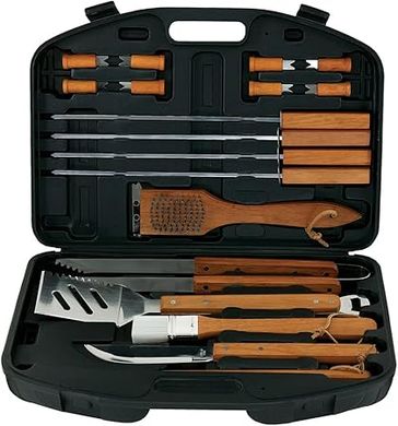 Mr. Bar-B-Q Deluxe BBQ Tool Set: 18 Premium Stainless Steel Grilling Tools in a Hard Case
