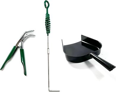 Kamado Grill Cleaning Tool Set: Ash Pan, Rake, & Grate Lifter
