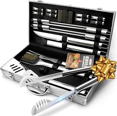 GRILLART 19-Piece Stainless Steel BBQ Grill Tool Set with Aluminum Case
