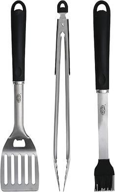 Kingsford 3-Piece Stainless Steel BBQ Tool Set: Tongs, Basting Brush, & Spatula
