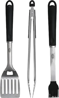 Kingsford 3-Piece Stainless Steel BBQ Tool Set: Tongs, Basting Brush, & Spatula