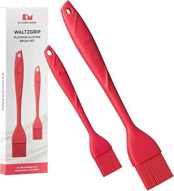 Kitchen Mama WaltzGrip Silicone Pastry Brushes (2-Pack, Red)