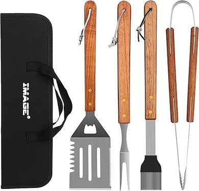 4-Piece Stainless Steel BBQ Tool Set: Perfect for Backyard Grilling & Camping