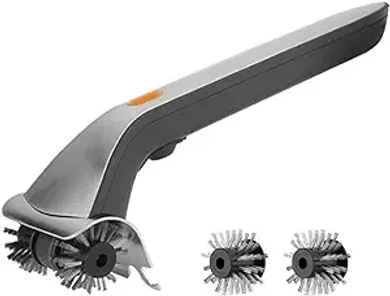 S1 Electric Grill Brush: Stainless steel, replaceable bristles, water reservoir for easy outdoor grill cleaning.