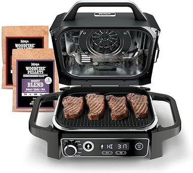 Ninja 7-in-1 Outdoor Grill & Smoker: Grill, BBQ, Air Fry, Bake, Roast, Dehydrate, Broil