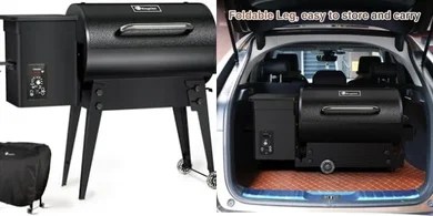 KingChii Portable Electric Pellet Grill & Smoker: 456 sq. in., Foldable Legs, PID Temperature Control (180-425°F)