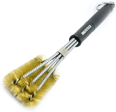 Triple-Headed Brass Grill Brush: For Cleaning All Smoker & Grill Grates