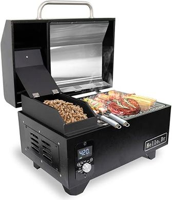 8-in-1 Portable Wood Pellet Grill Smoker for Camping and RV 
