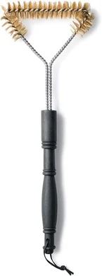 HIC 3-Sided Grill Brush: Non-Scratch Brass Bristles, 16.5" Long Handle. Safe for all grills.